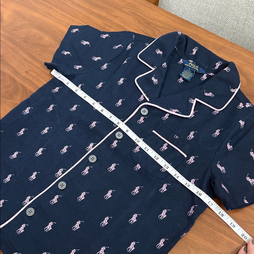 POLO RALPH LAUREN Girls Pony-print 2 piece flannel pajama set shorts Size 12 - Picture 7 of 11